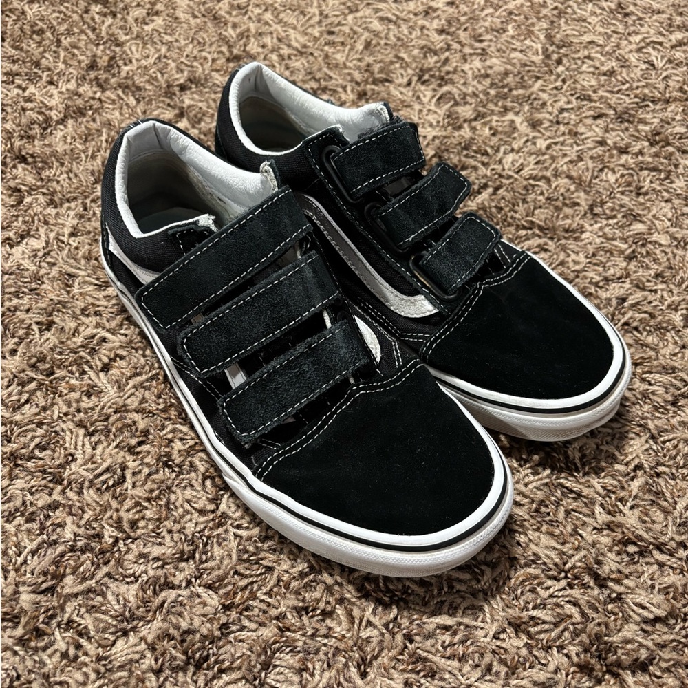 Vans Black and White Velcro Sneakers